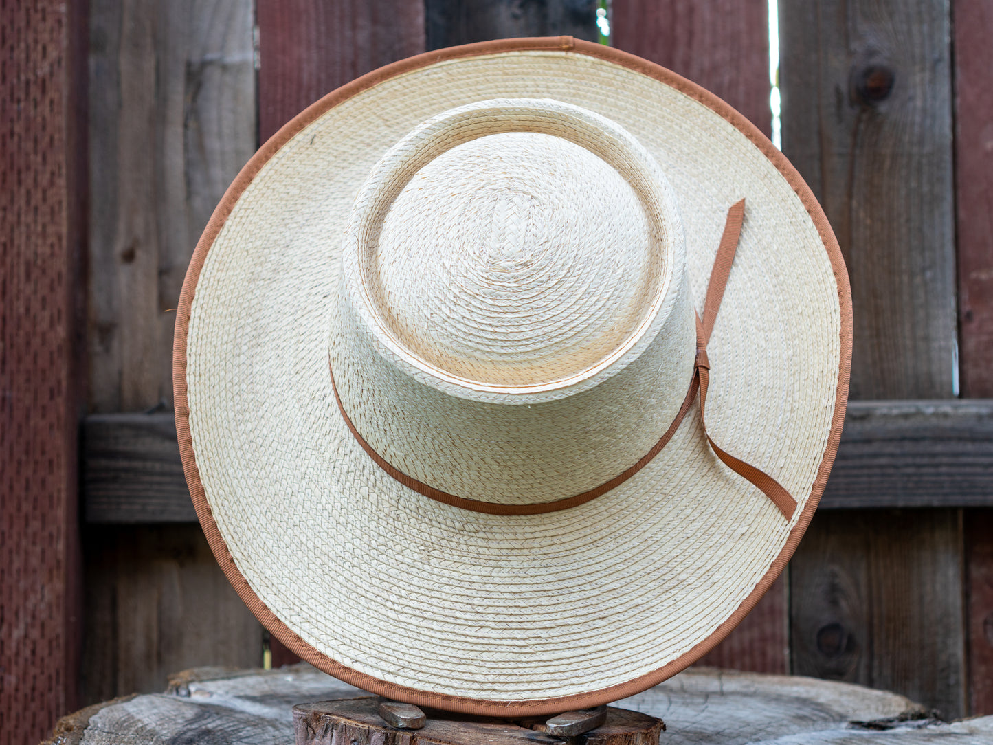 SunBody Hats Guatemala Reata Crease Bound Edge Brown Palm Leaf Hat Tan