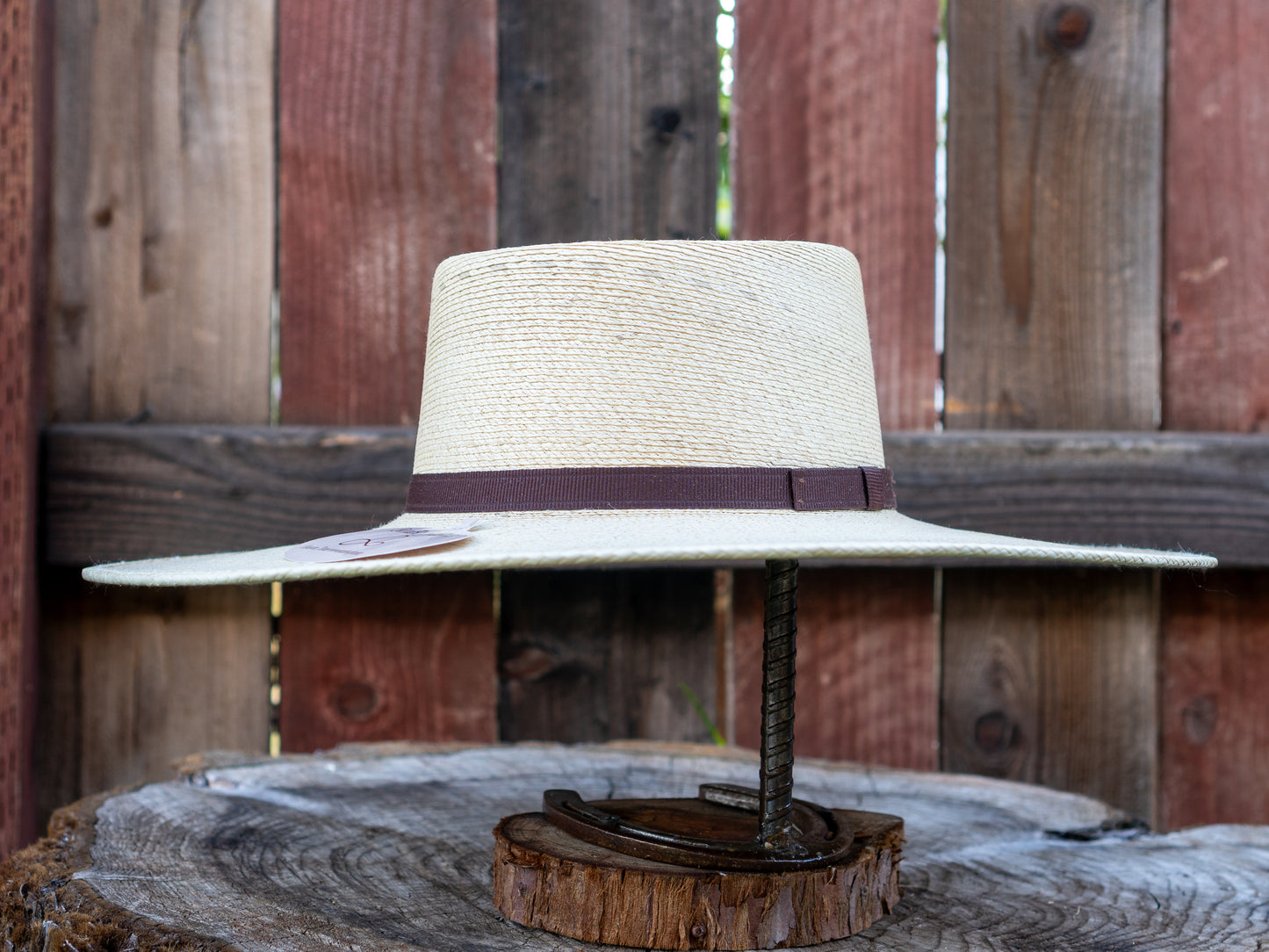 SunBody Hats Mexican Elko Fine Palm Leaf Hat Flat Brim Tan