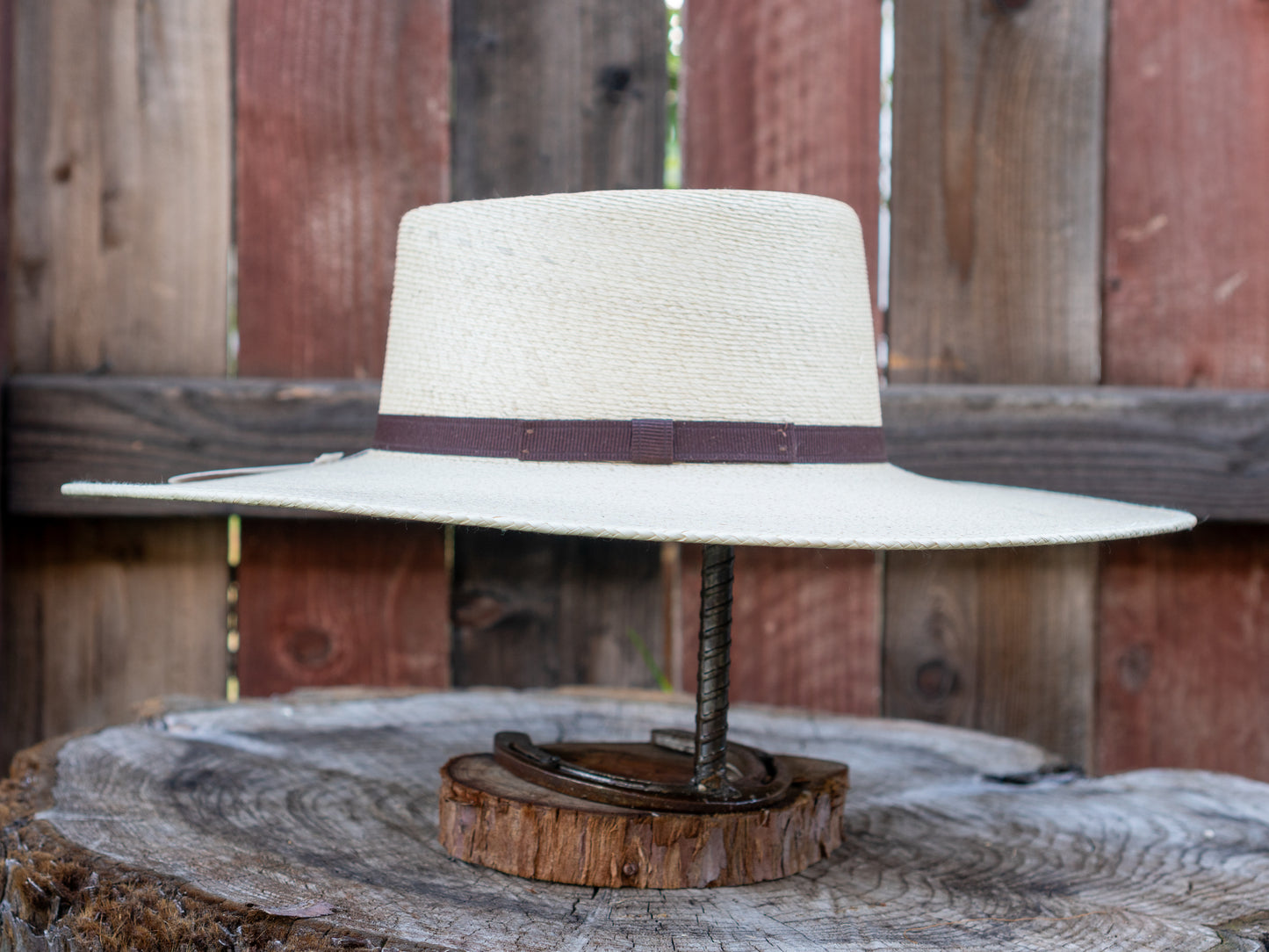 SunBody Hats Mexican Elko Fine Palm Leaf Hat Flat Brim Tan