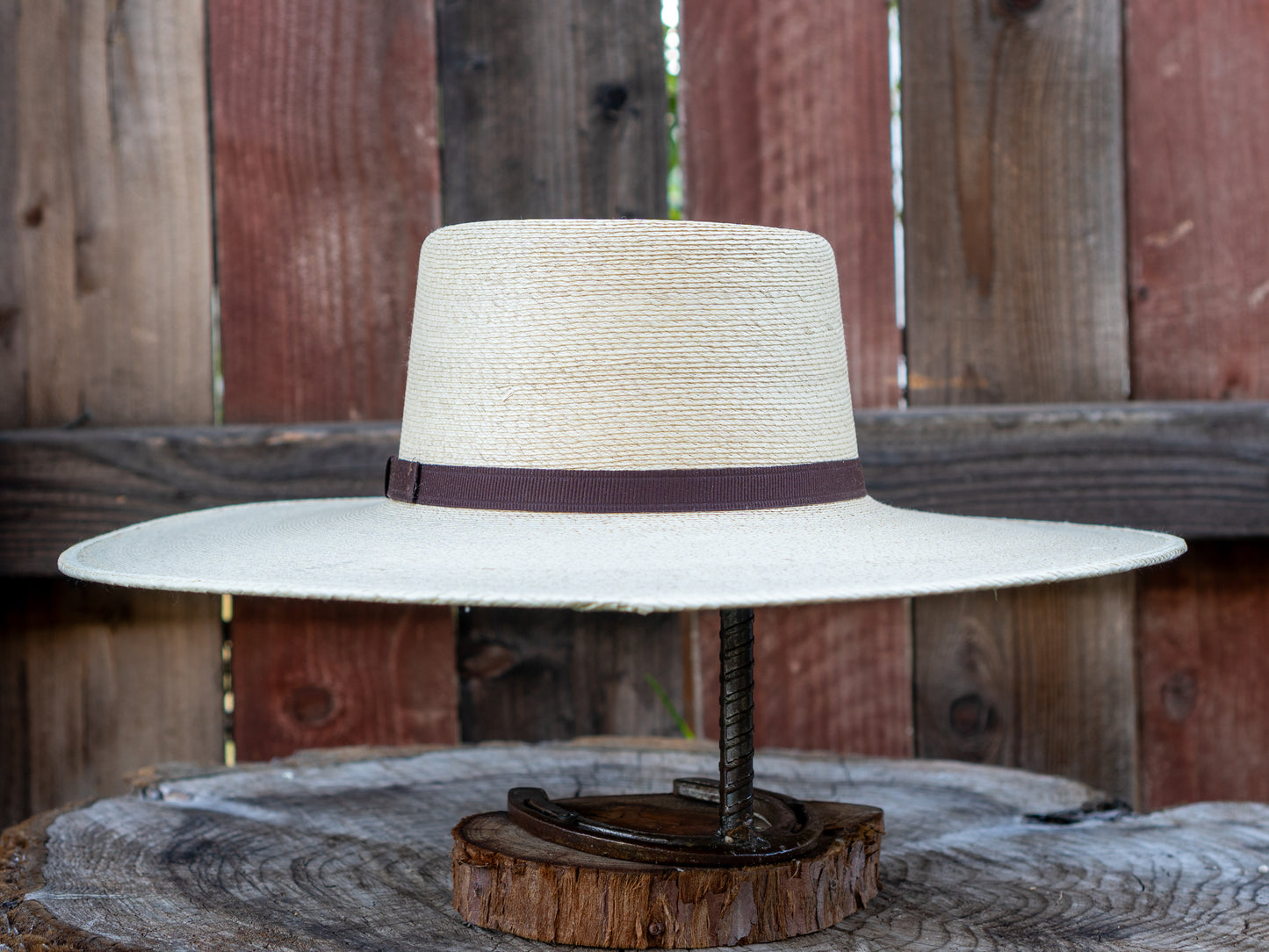 SunBody Hats Mexican Elko Fine Palm Leaf Hat Flat Brim Tan