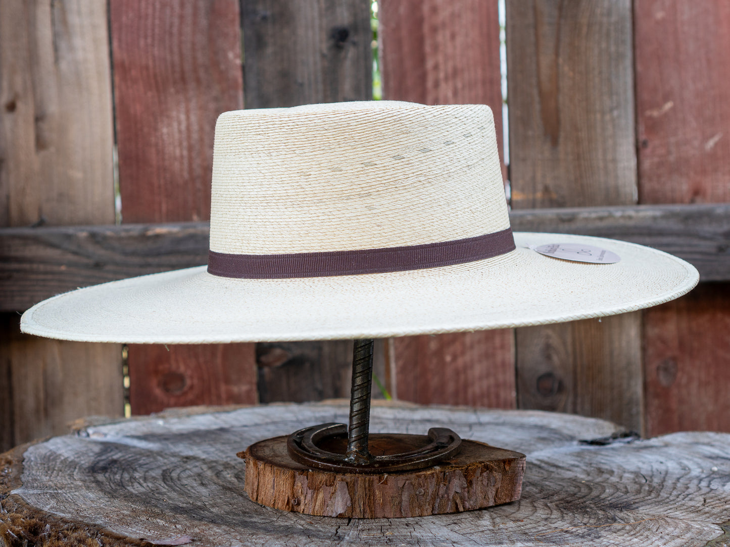 SunBody Hats Mexican Elko Fine Palm Leaf Hat Flat Brim Tan