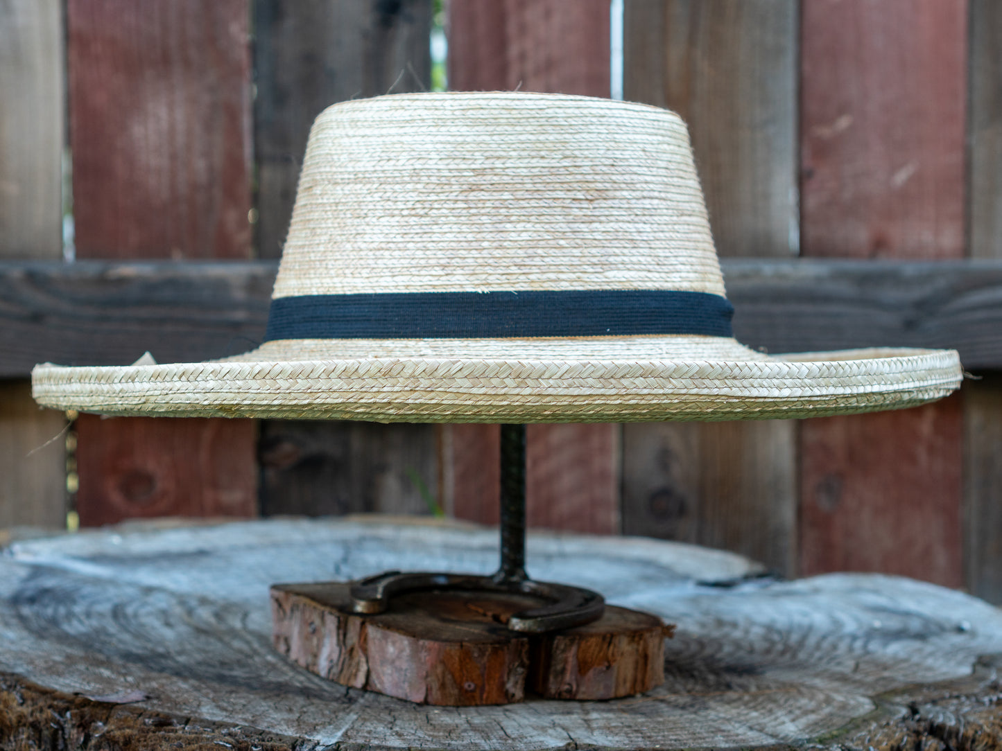 SunBody Hats Oak-Colored Palm Leaf Hat Gambler Crease Tan
