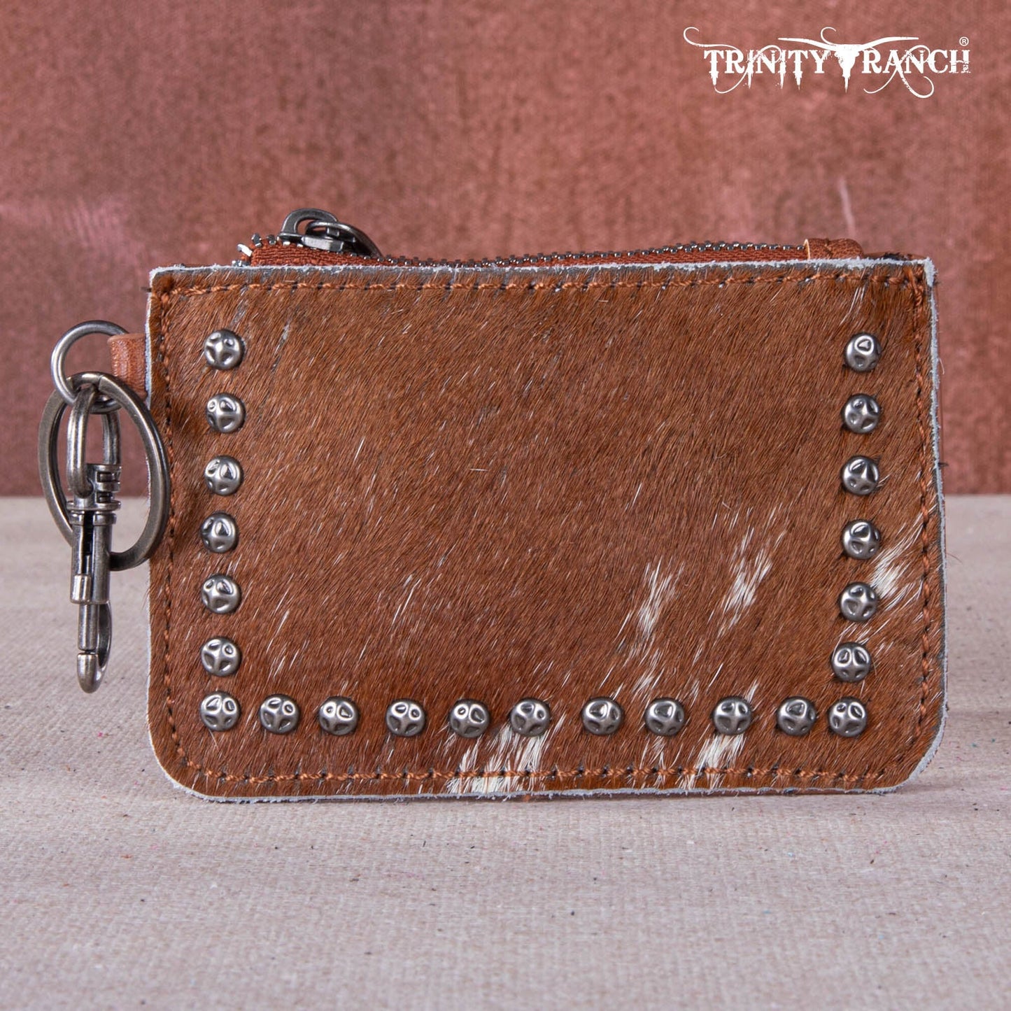 Trinity Ranch Genuine Hair-on Cowhide /tooled Collection Phone Purse With Coin Pouch Brown