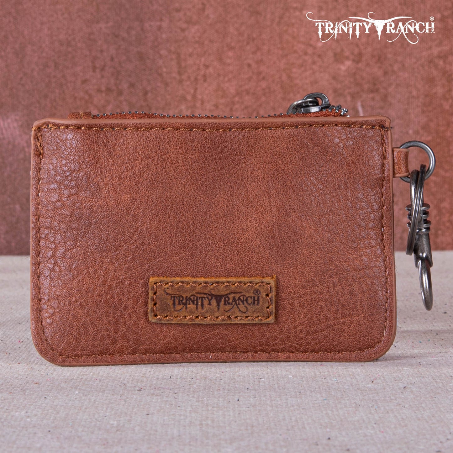 Trinity Ranch Genuine Hair-on Cowhide /tooled Collection Phone Purse With Coin Pouch Brown