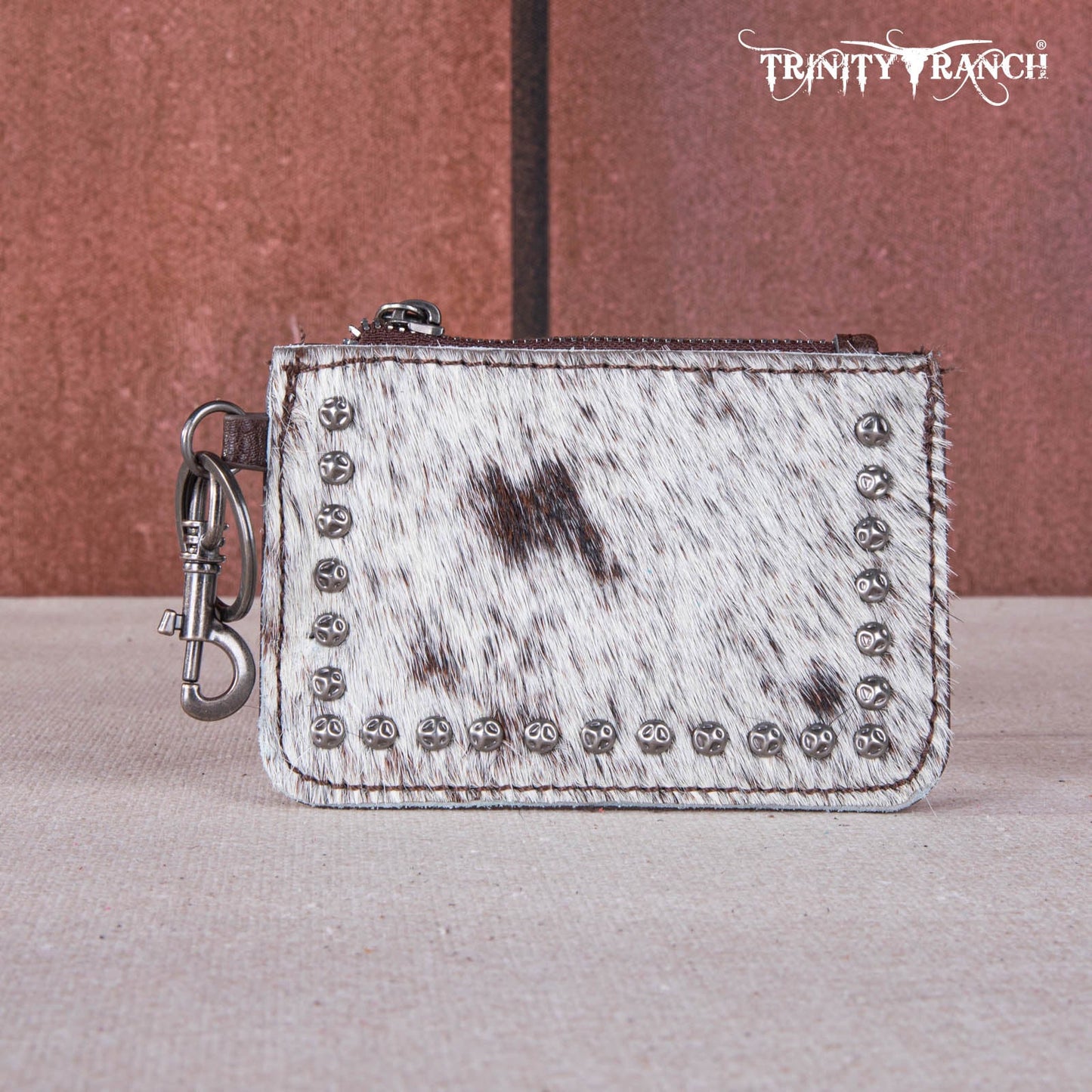 Trinity Ranch Genuine Hair-on Cowhide /tooled Collection Phone Purse With Coin Pouch Coffee