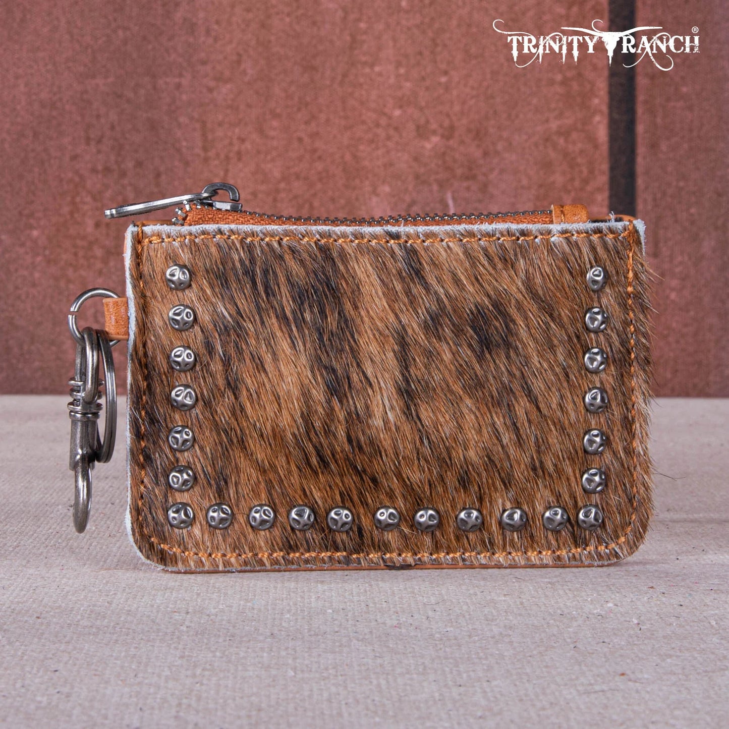 Trinity Ranch Genuine Hair-on Cowhide /tooled Collection Phone Purse With Coin Pouch Light Brown