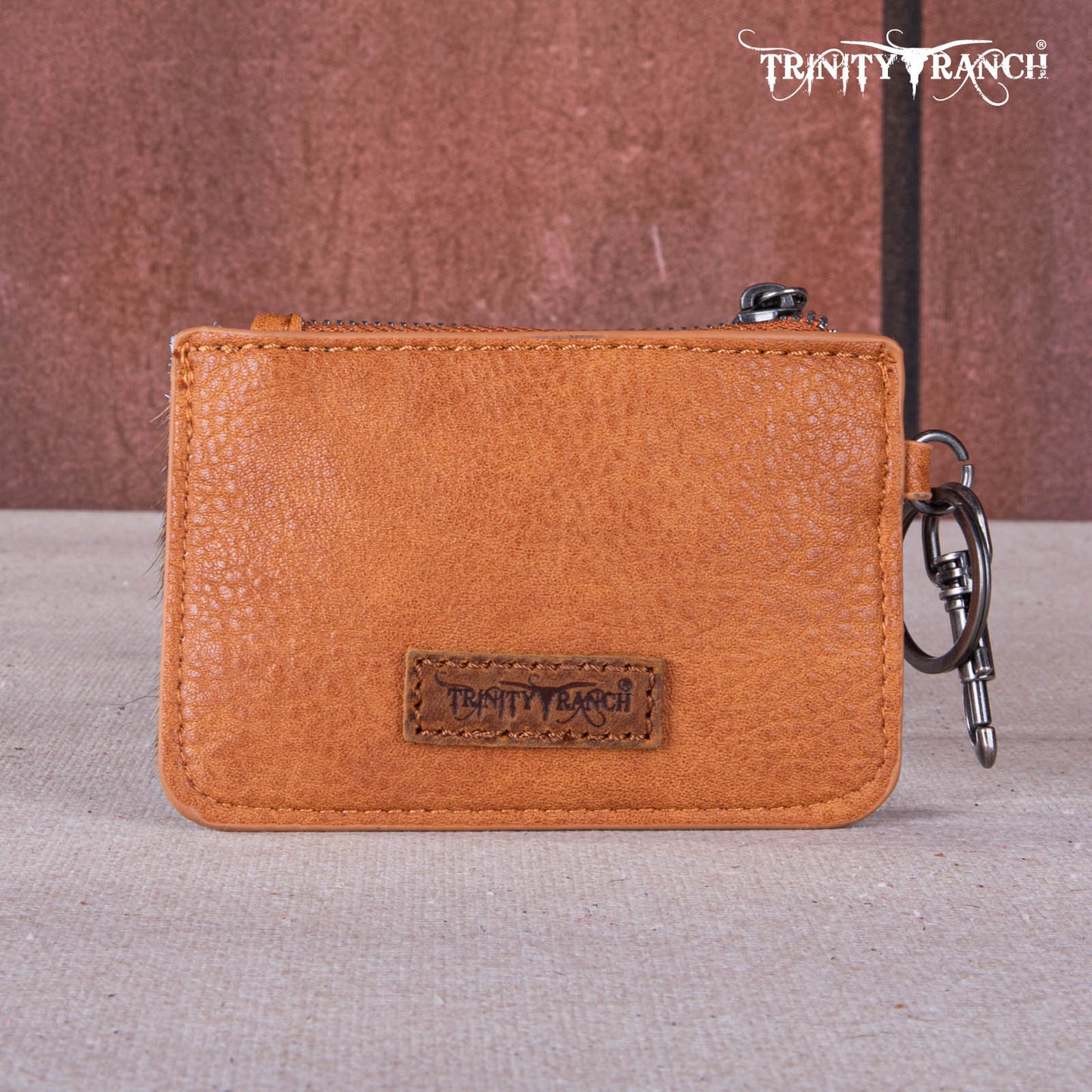 Trinity Ranch Genuine Hair-on Cowhide /tooled Collection Phone Purse With Coin Pouch Light Brown