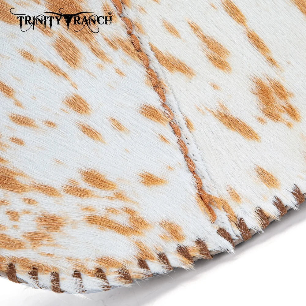 Trinity Ranch Cowhide ＆ Tooled Leather Hobo Crossbody Bag - Tan