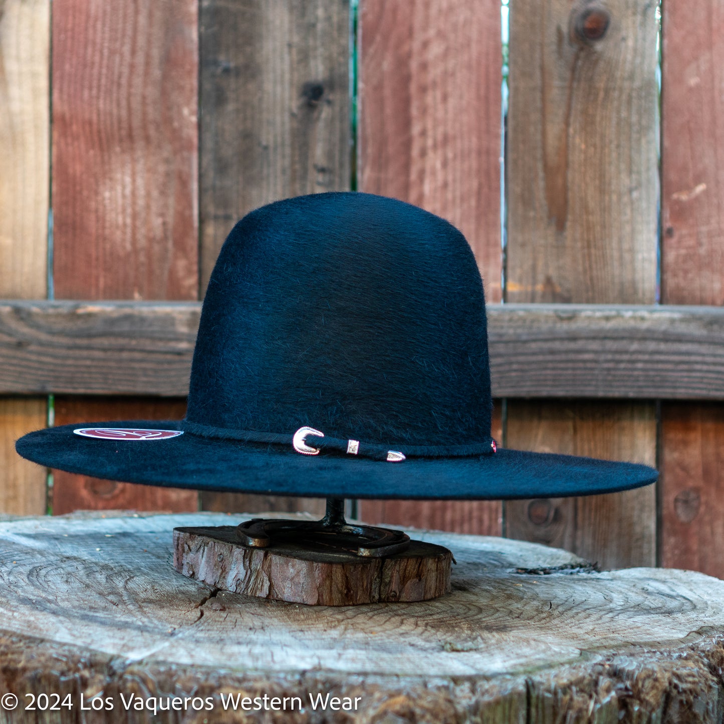 Tacchino 10X Beaver Grizzly Fur Felt Hat 7" Tall Crown 4.25" Brim Black