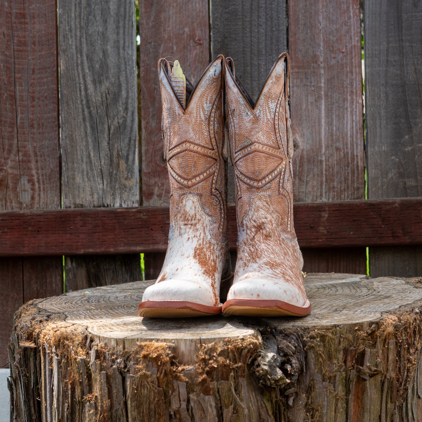 Tanner Mark Boots Men's Honey & White Hair On Cowhide With Everest Honey Top Boots TM205580