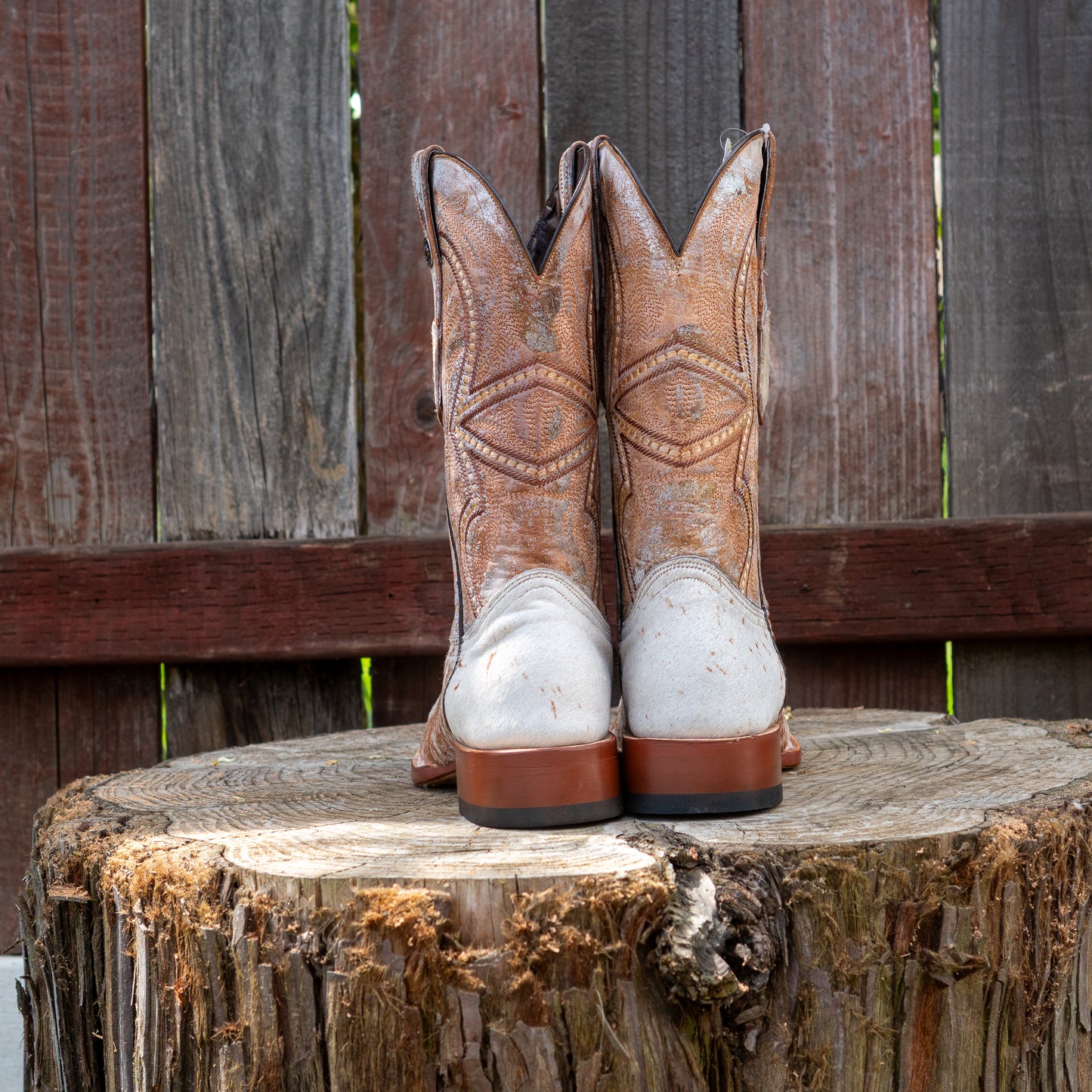 Tanner Mark Boots Men's Honey & White Hair On Cowhide With Everest Honey Top Boots TM205580
