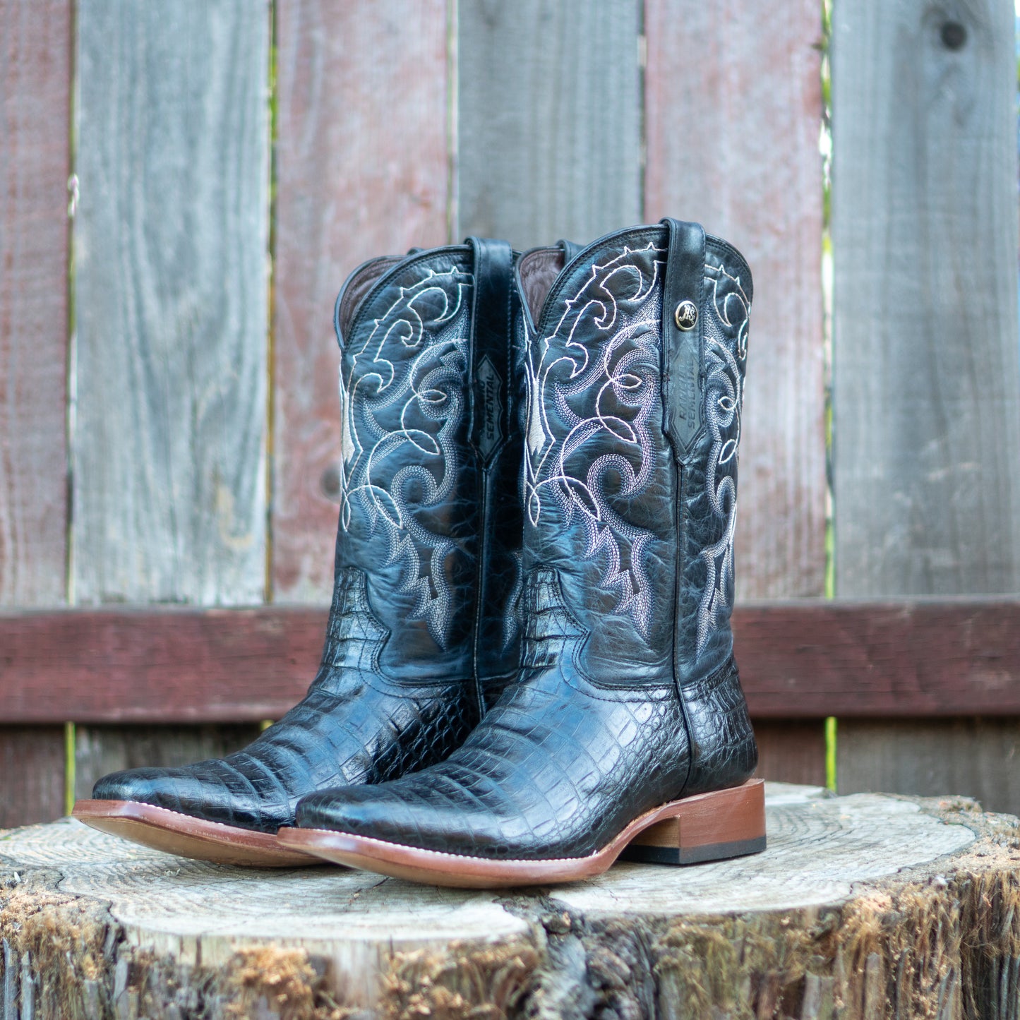Rancho Semental Men's RSP0172B Print Belly Black Madrid Cowboy Boots