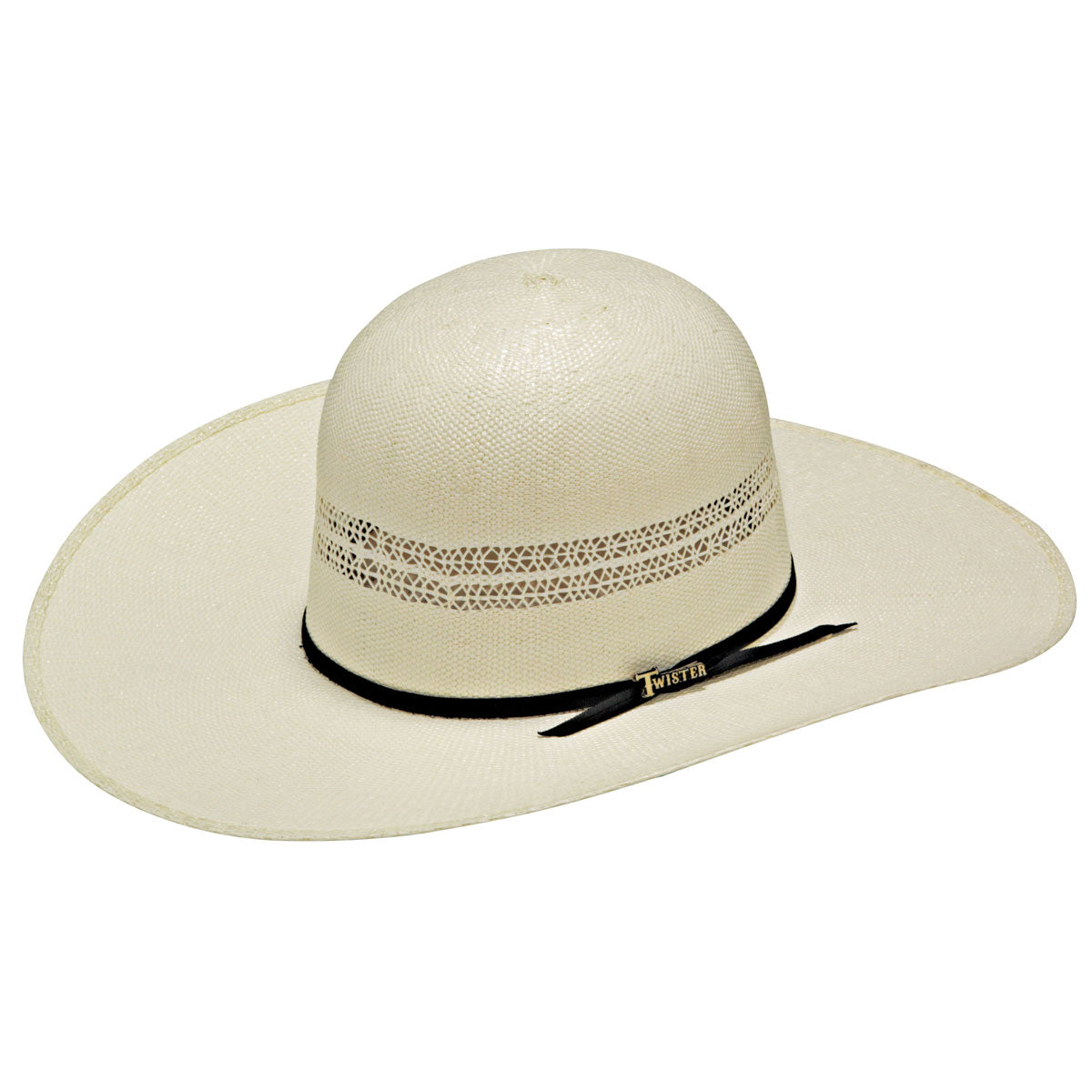Twister Straw Hat Regular Crown Bangora Two Rails 4 1/2" Brim White