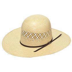 Twister Straw Hat Regular Crown Checkers Tan White