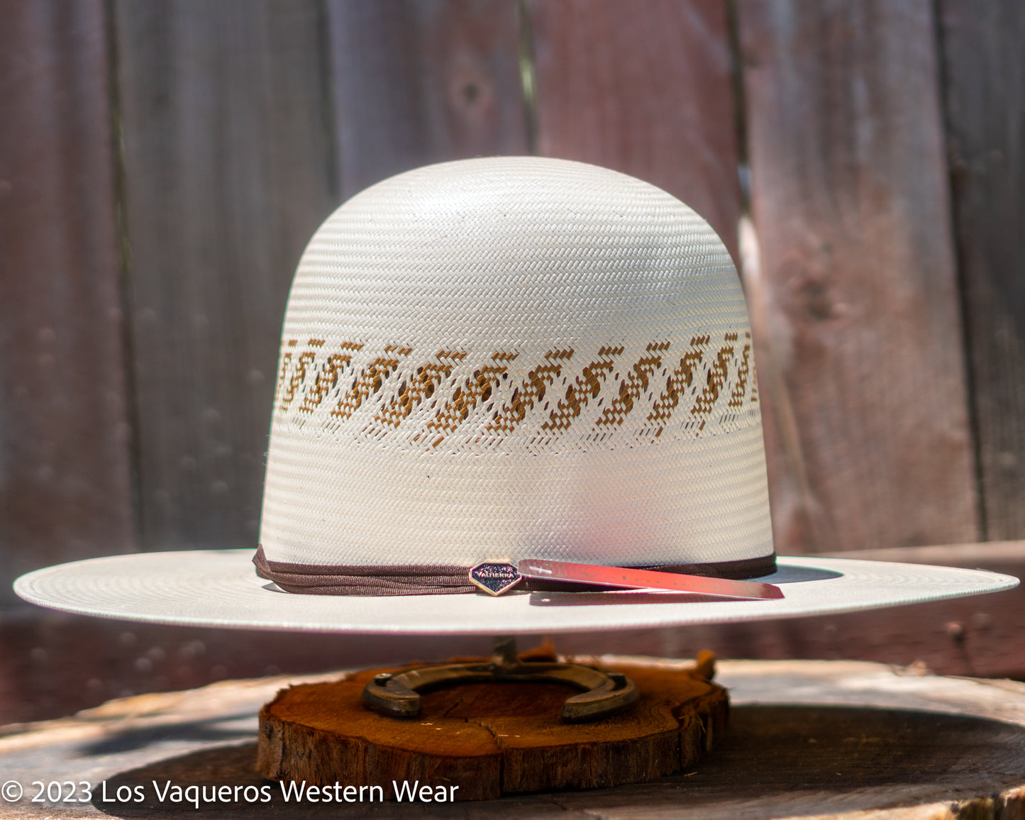 Valtierra Straw Hat Tall Crown Dirty Road Brown White