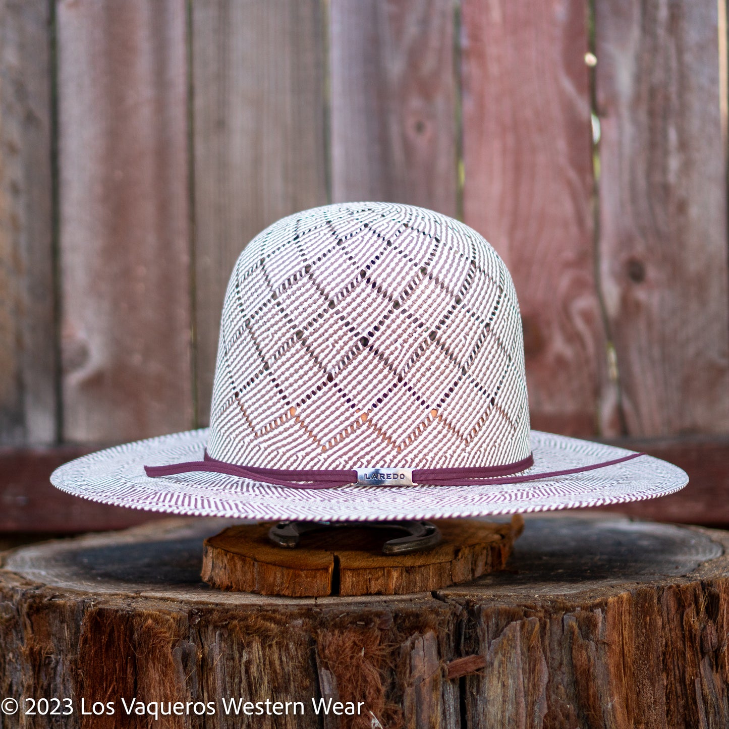 Laredo Straw Hat Tall Crown Choco Patchwork Brown White