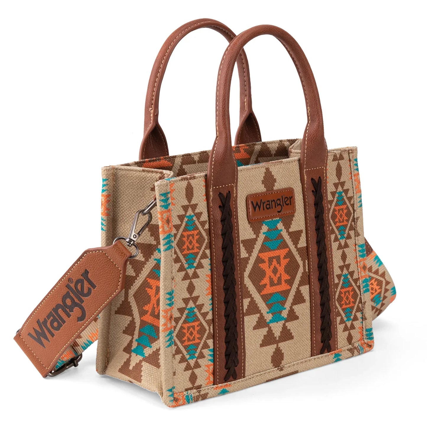 Wrangler Southwestern Print Small Canvas Tote/Crossbody - Tan