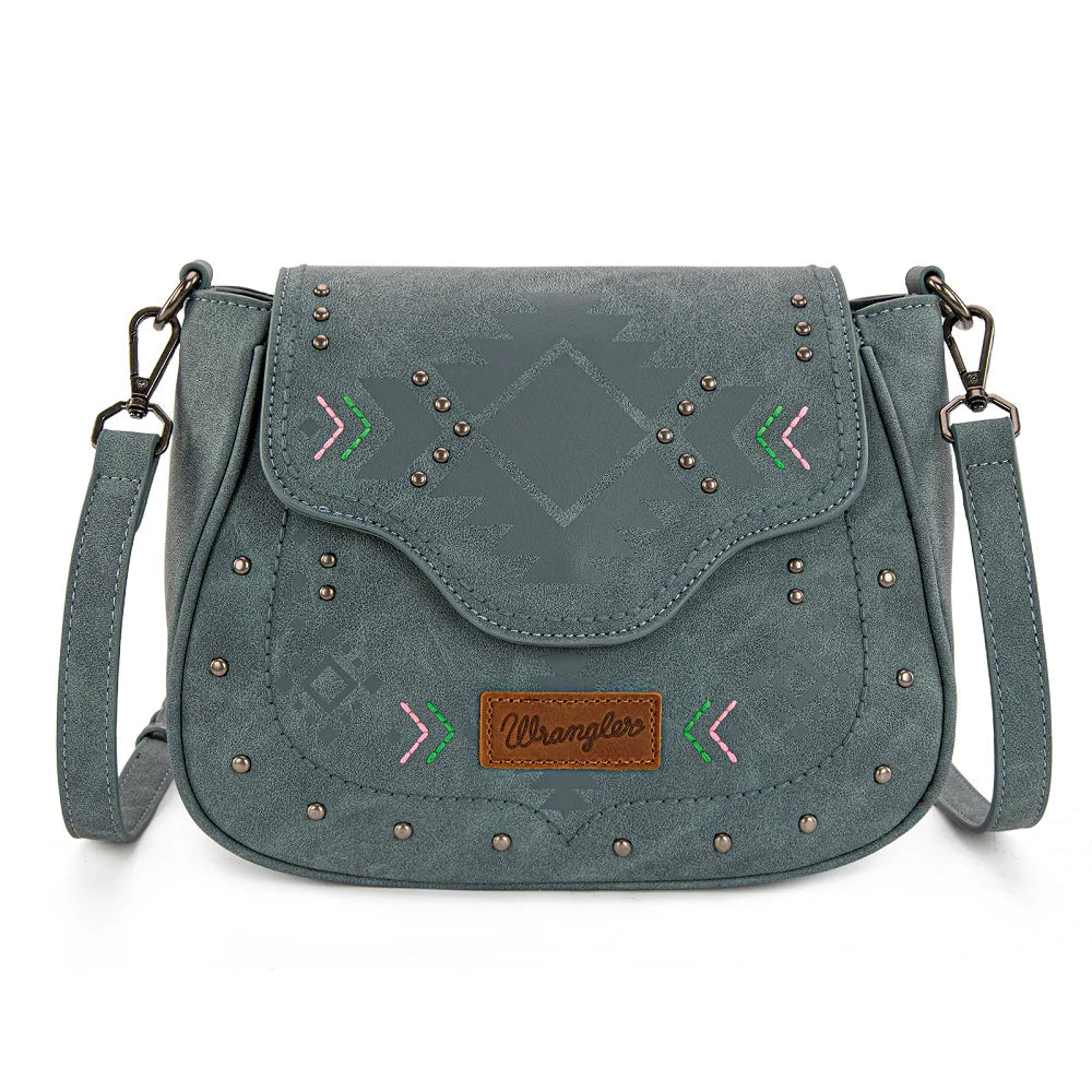 Wrangler Aztec Saddle Crossbody Bag - Jean