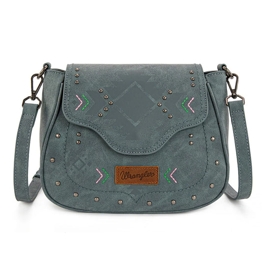 Wrangler Aztec Saddle Crossbody Bag - Jean