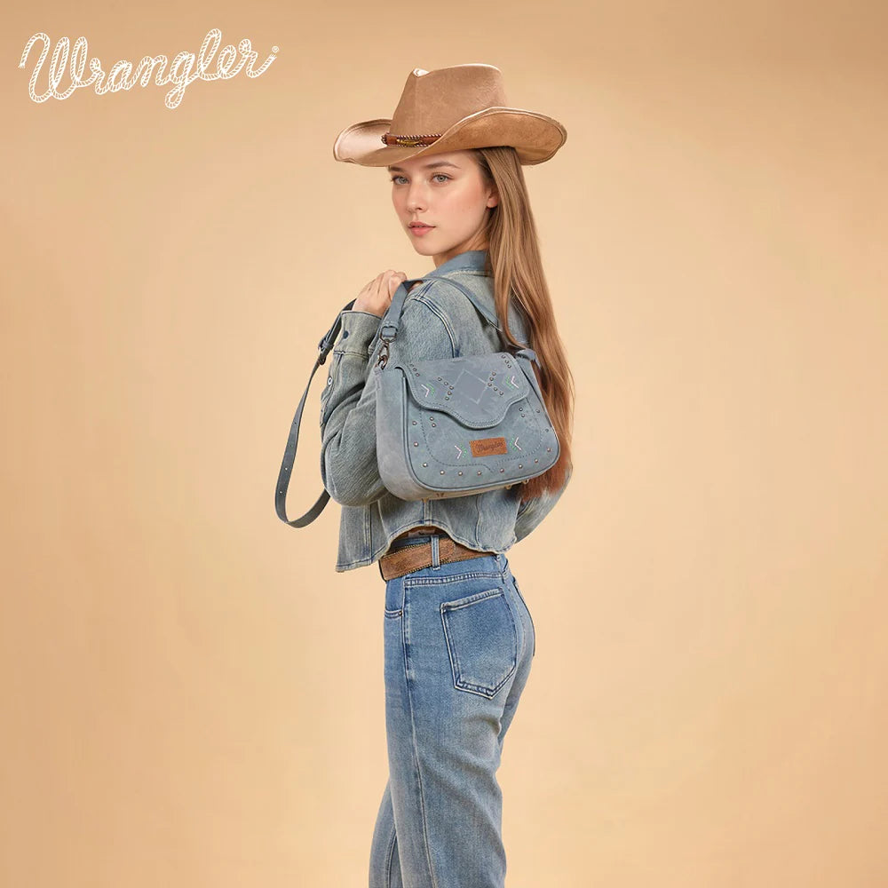 Wrangler Aztec Saddle Crossbody Bag - Jean
