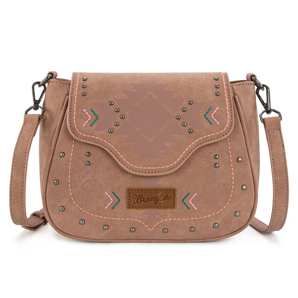 Wrangler Aztec Saddle Crossbody Bag - Pink