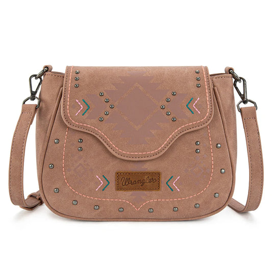 Wrangler Aztec Saddle Crossbody Bag - Pink