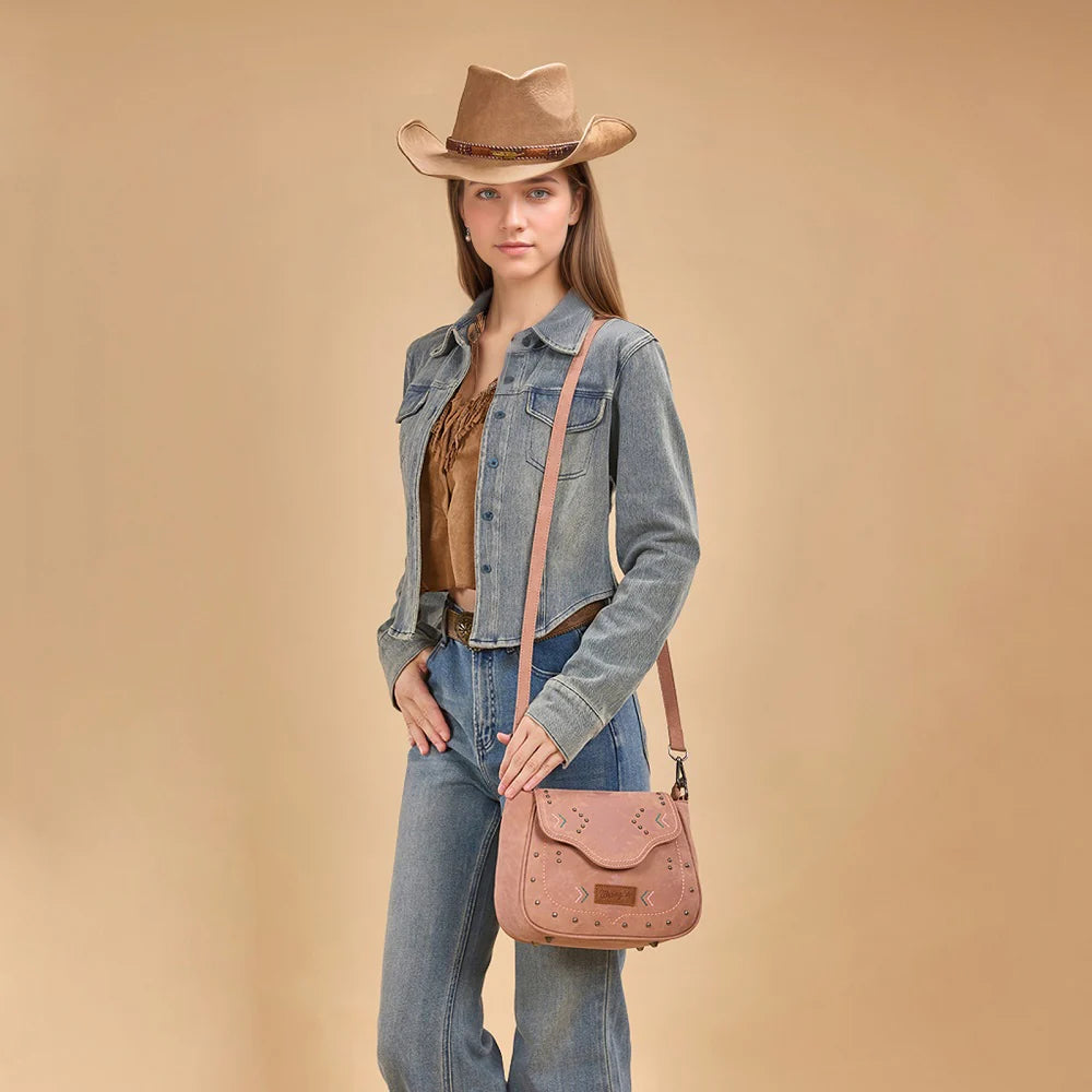 Wrangler Aztec Saddle Crossbody Bag - Pink