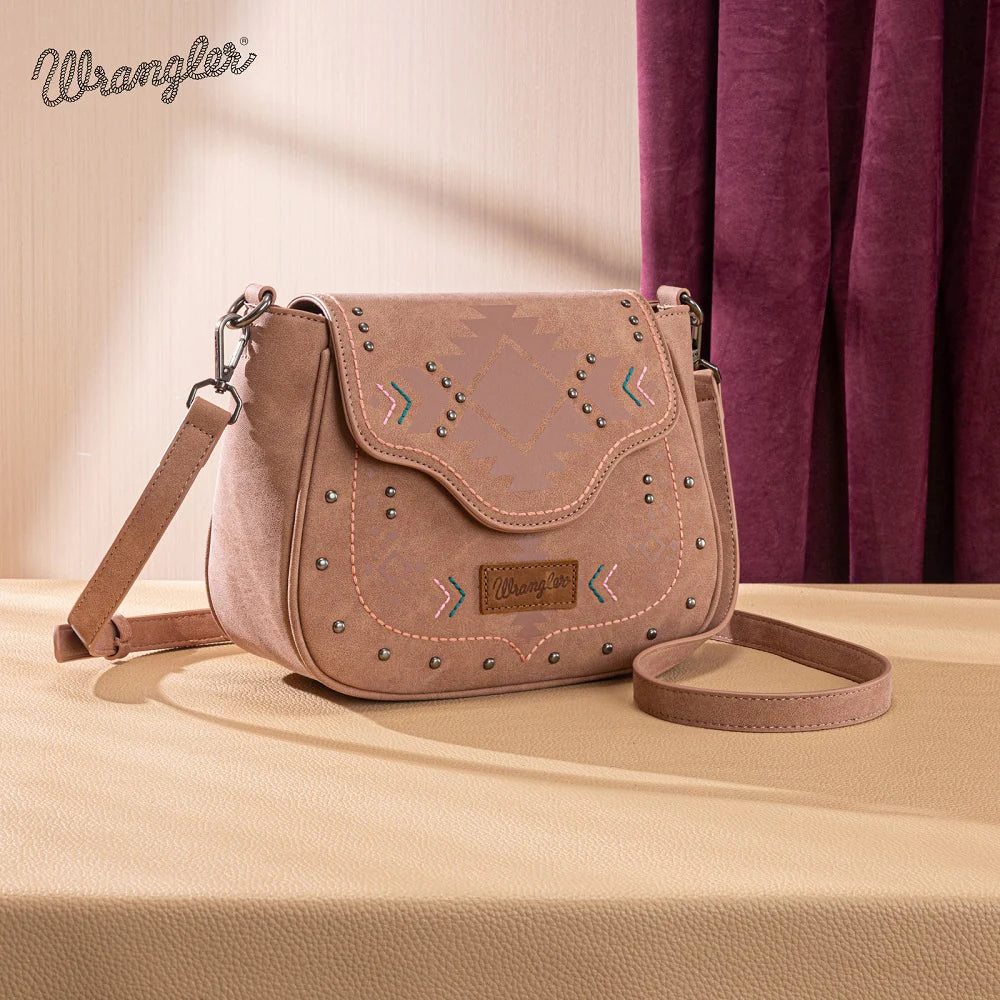 Wrangler Aztec Saddle Crossbody Bag - Pink