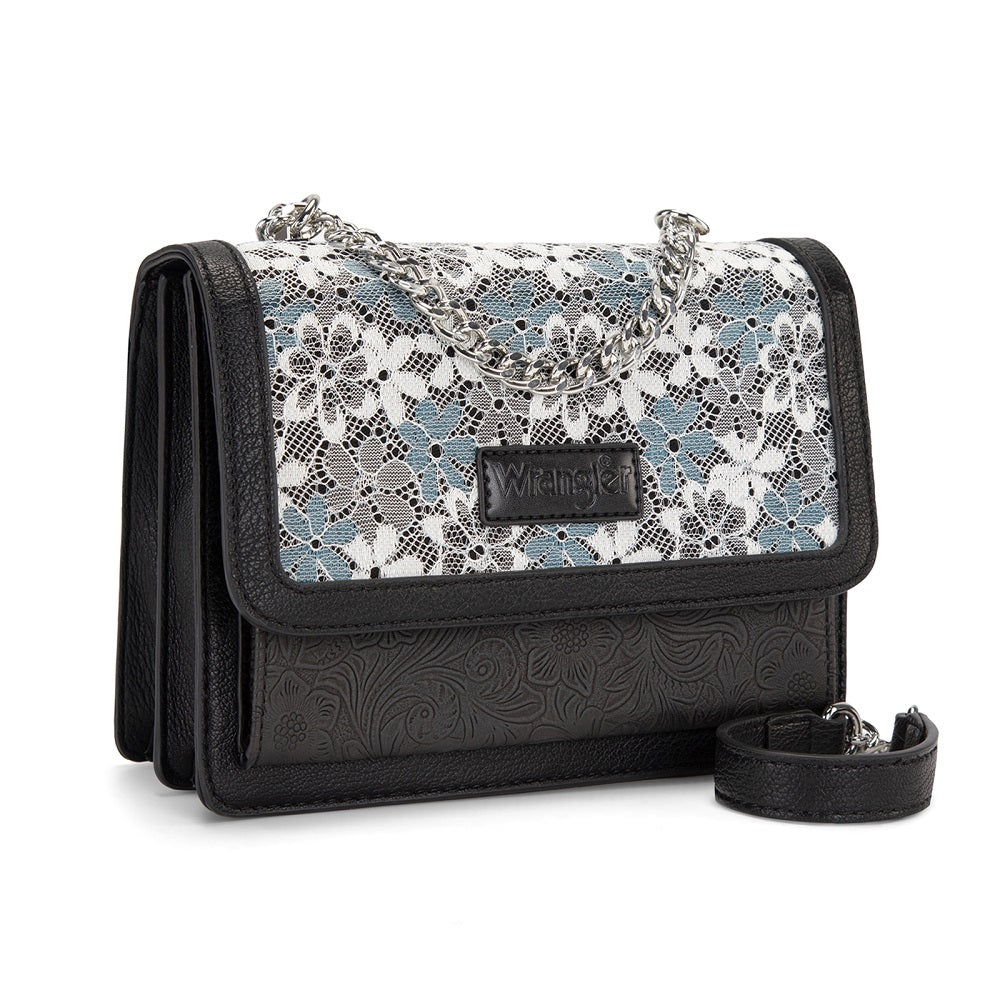 Wrangler Chic Lace Chain Shoulder Bag Black