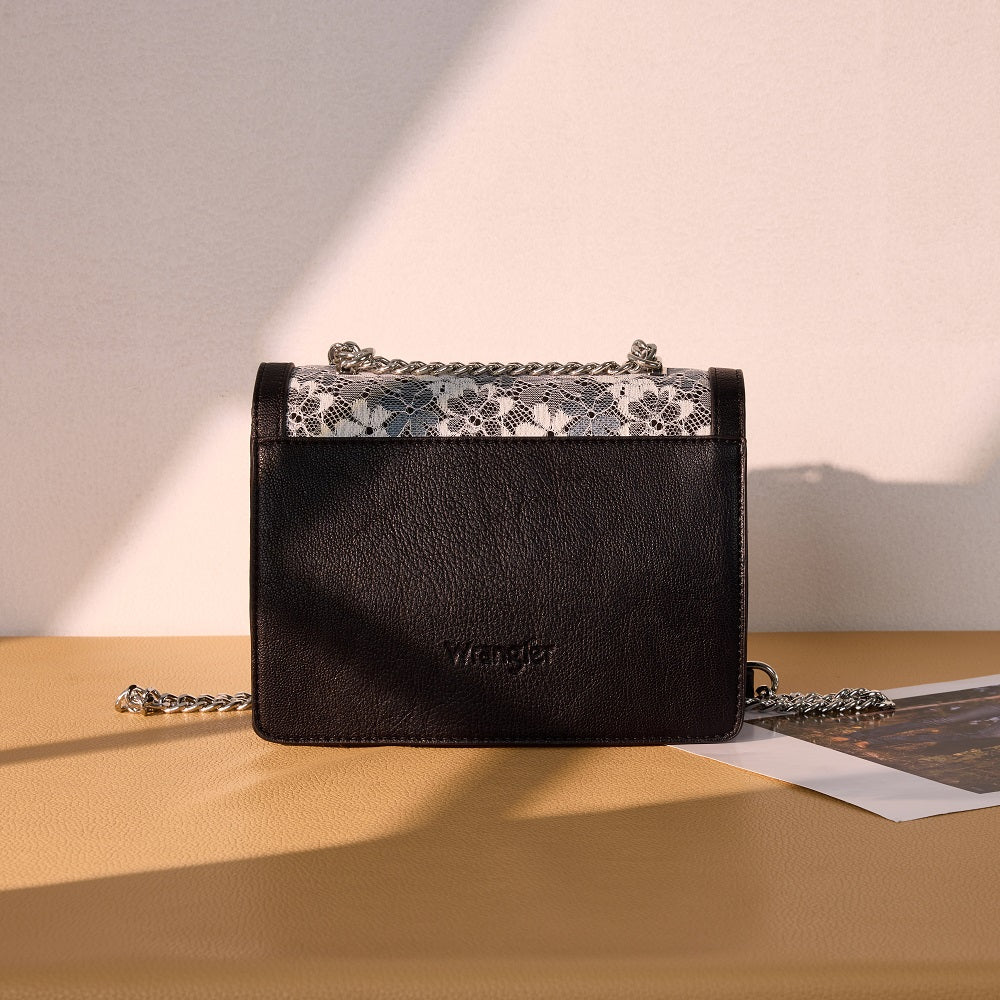 Wrangler Chic Lace Chain Shoulder Bag Black