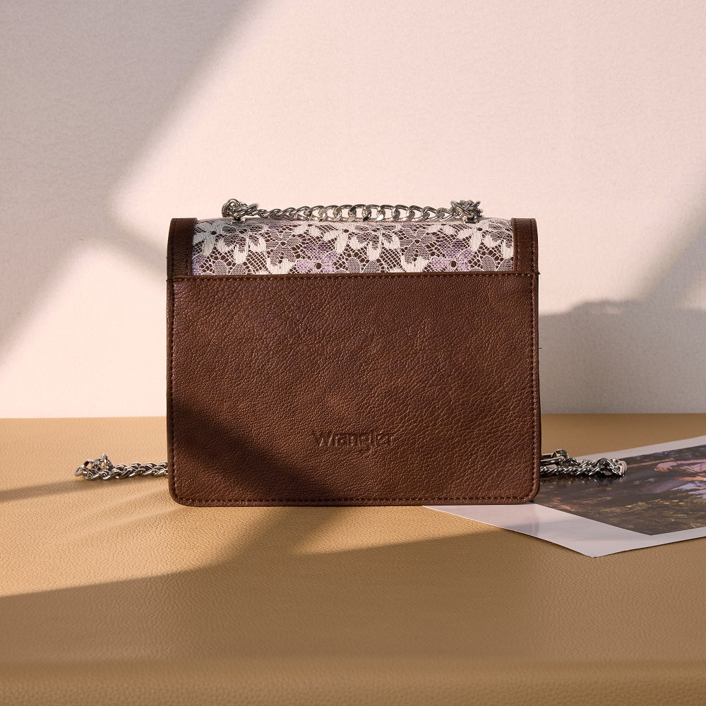 Wrangler Chic Lace Chain Shoulder Bag Coffee