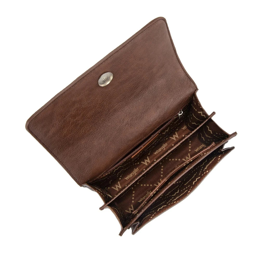 Wrangler Chic Lace Chain Shoulder Bag Coffee
