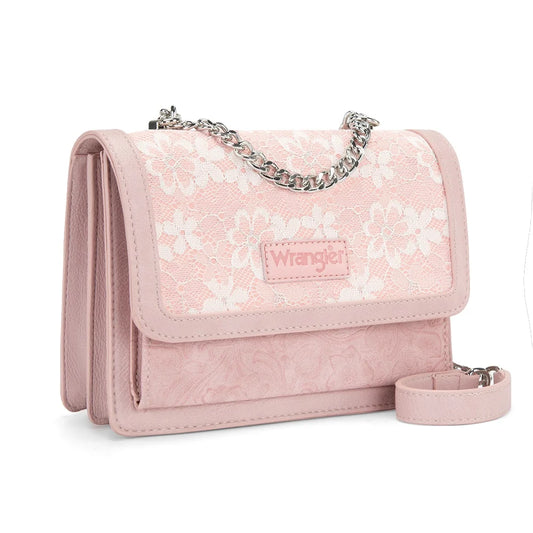Wrangler Chic Lace Chain Shoulder Bag Pink