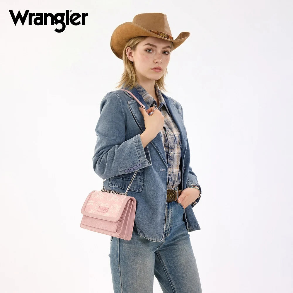 Wrangler Chic Lace Chain Shoulder Bag Pink