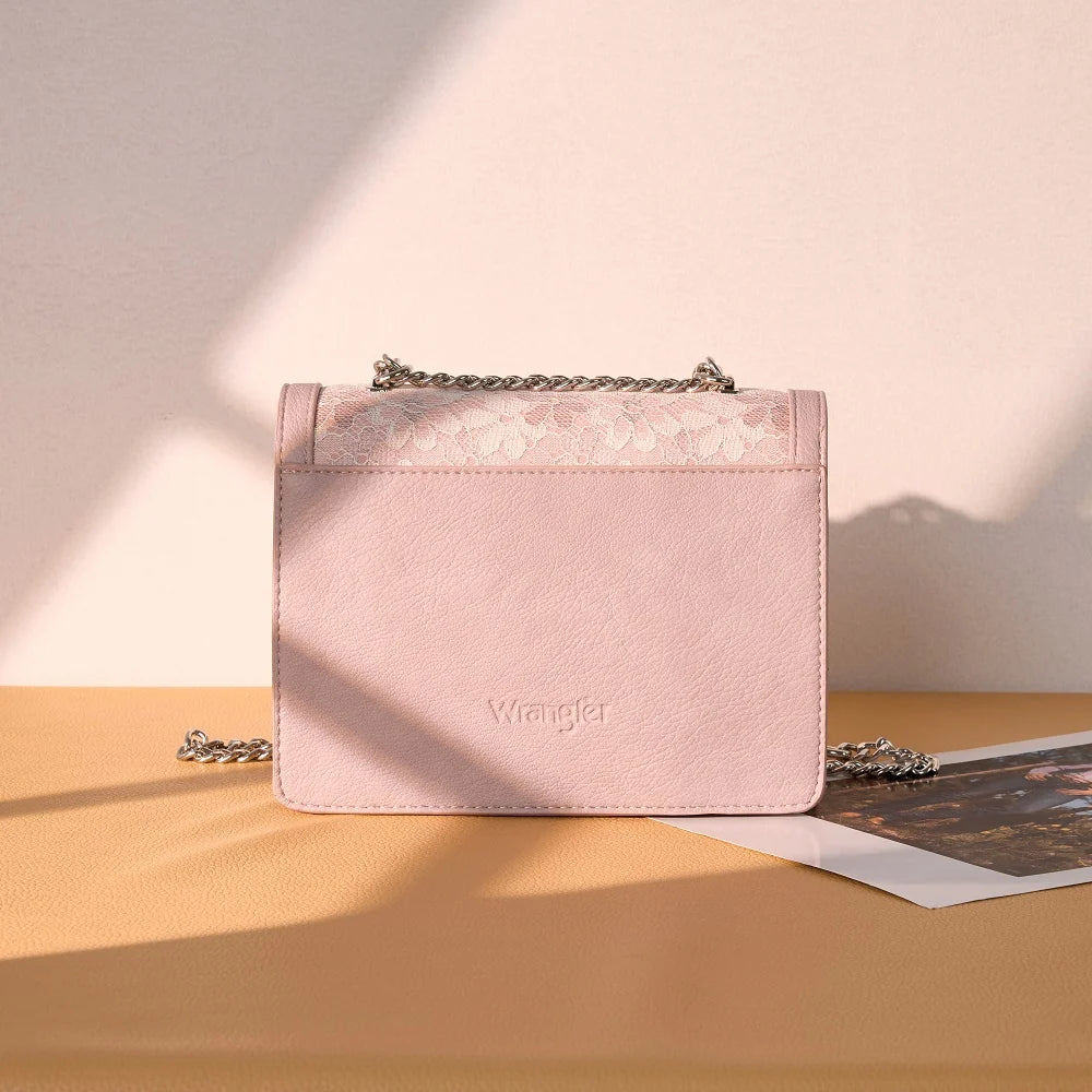 Wrangler Chic Lace Chain Shoulder Bag Pink