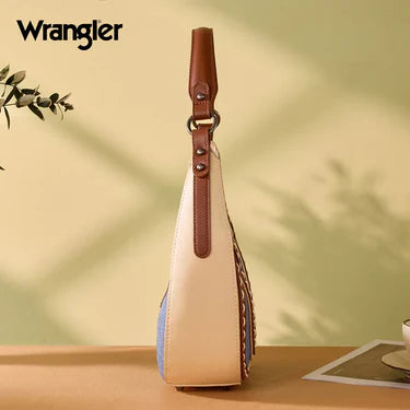 Wrangler Western Contrast Stitch Chevron Hobo Shoulder Bag - Jean