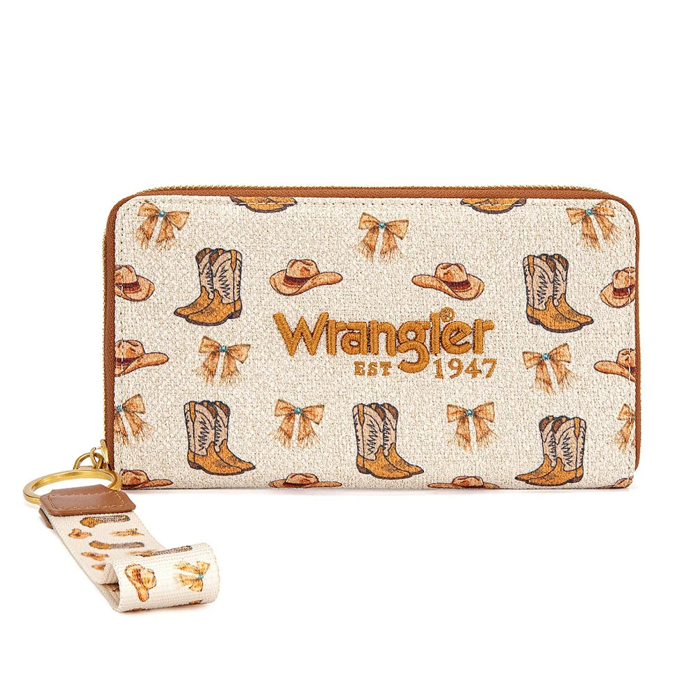Wrangler Western Print Rfid Blocking Zippered Cowgirl Wallet