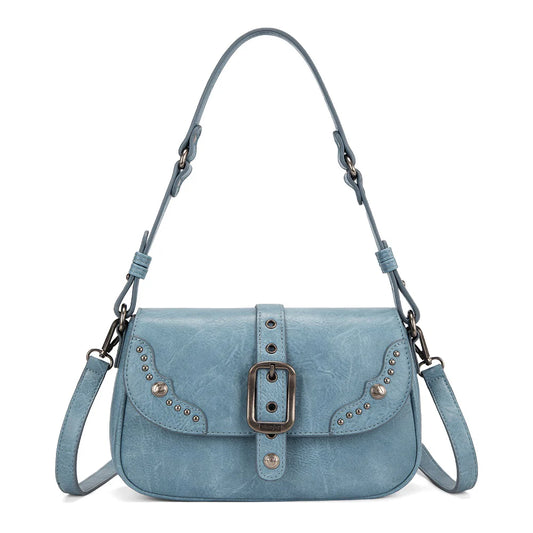 Wrangler Western Buckle Studded Shoulder Crossbody Bag - Jean