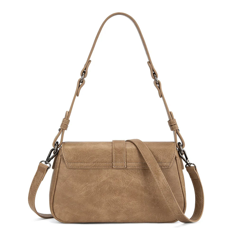 Wrangler Western Buckle Studded Shoulder Crossbody Bag - Khaki