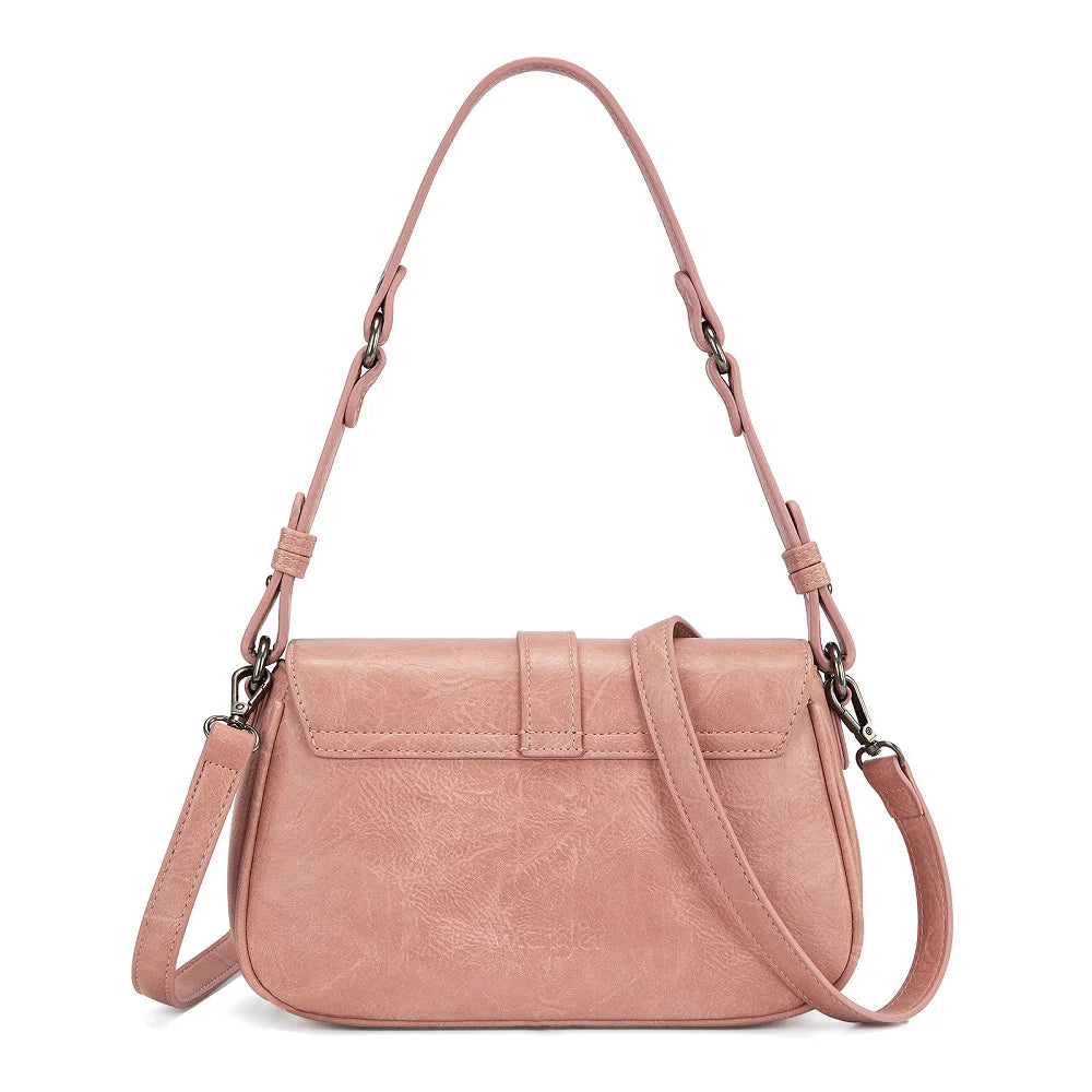 Wrangler Western Buckle Studded Shoulder Crossbody Bag - Pink