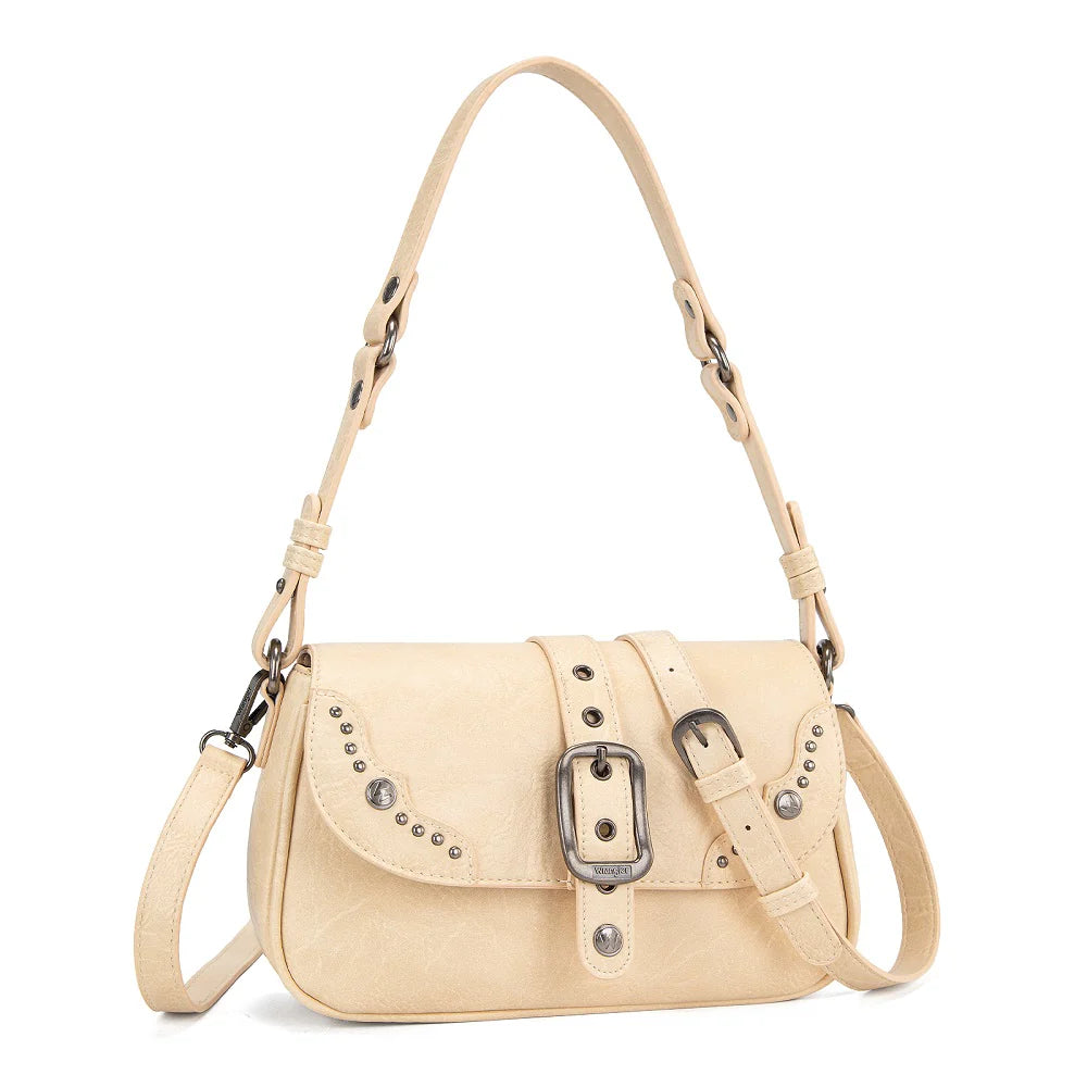 Wrangler Western Buckle Studded Shoulder Crossbody Bag - Tan