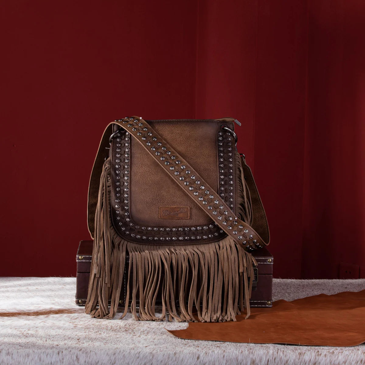 Wrangler Rivets Fringe Concealed Carry Crossbody - Coffee