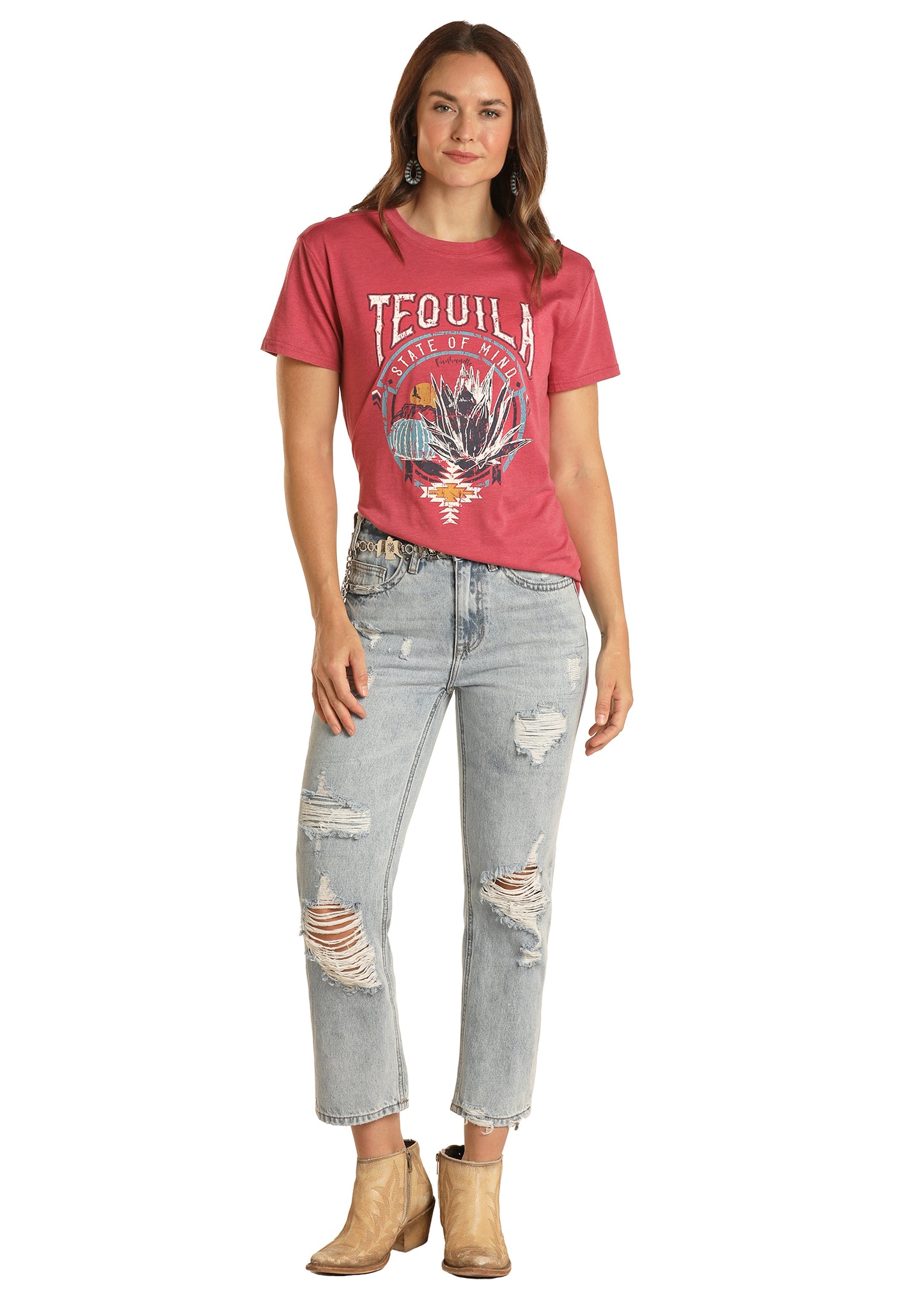 Rock & Roll Panhandle Women's Tequila Graphic Tee Rose