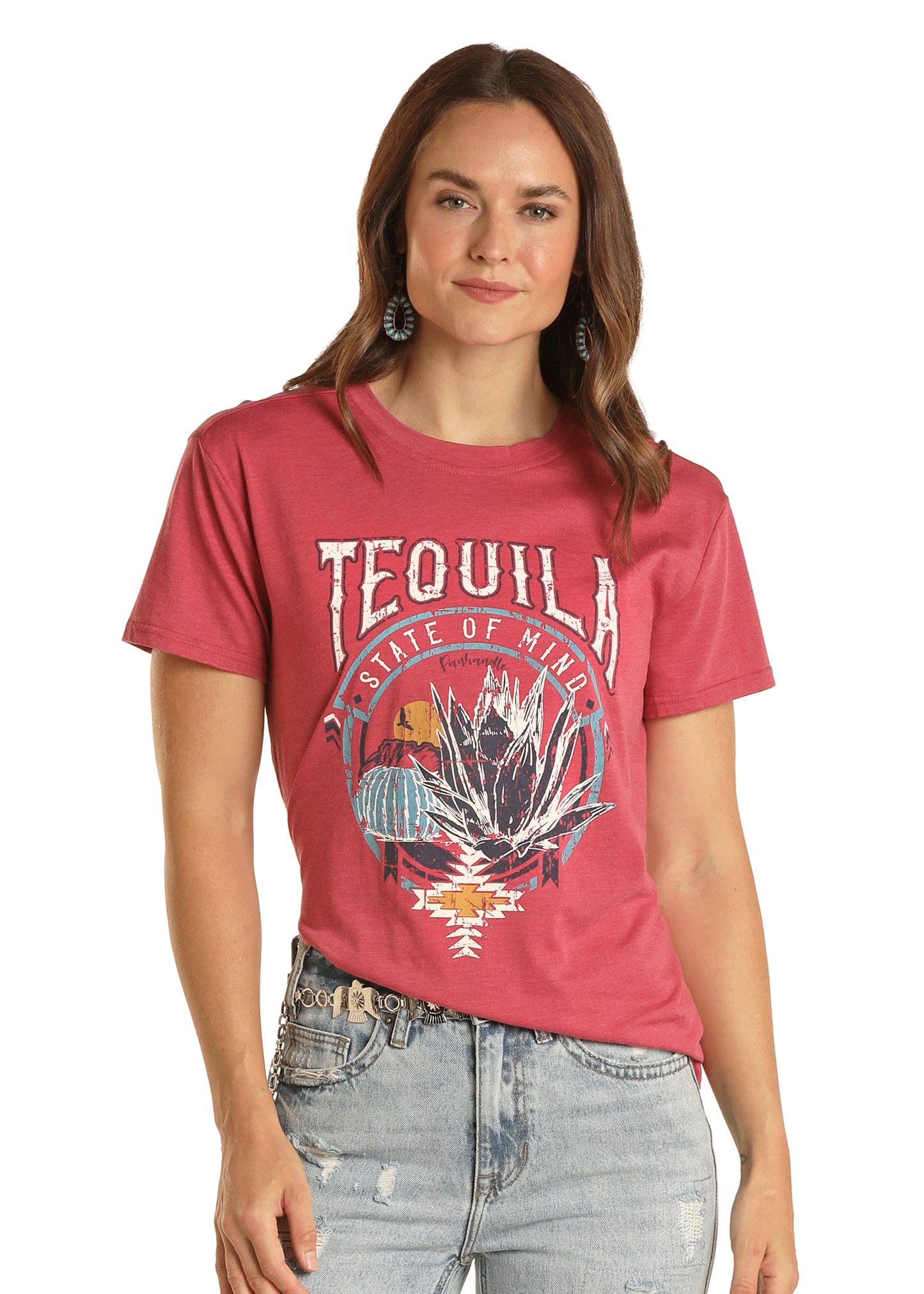 Rock & Roll Panhandle Women's Tequila Graphic Tee Rose