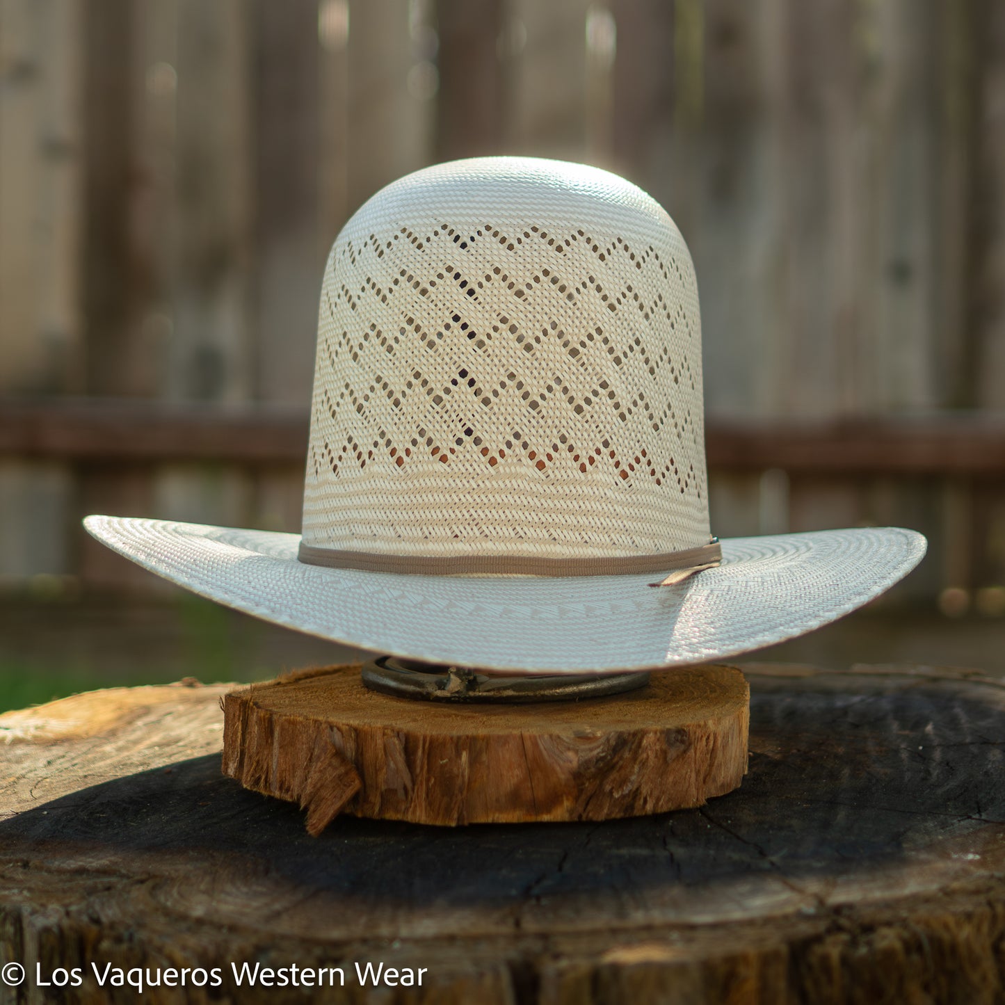 Laredo Straw Hat Tall Crown Waves Tan/White