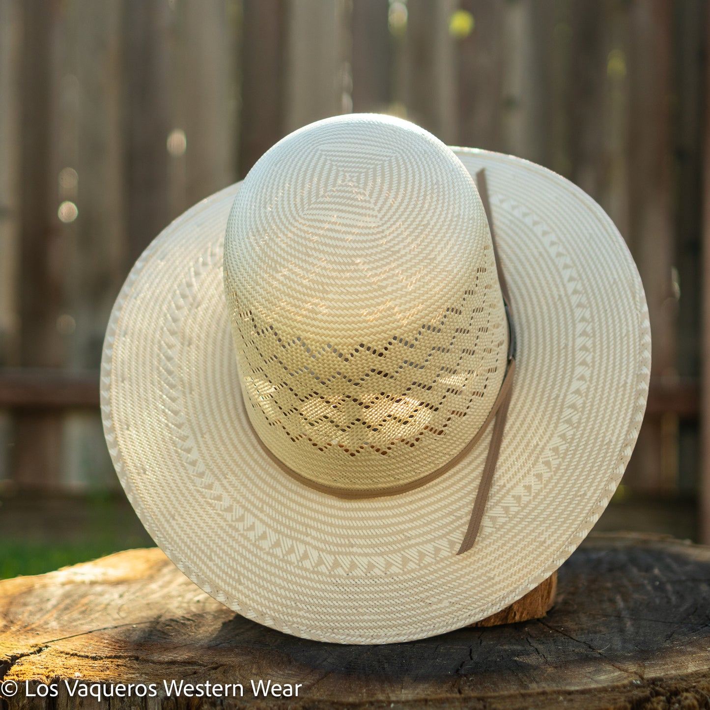 Laredo Straw Hat Tall Crown Waves Tan/White