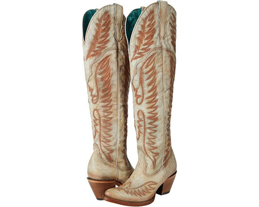 Corral Boots Ladies Embroidery Tall Top  Western Boots White