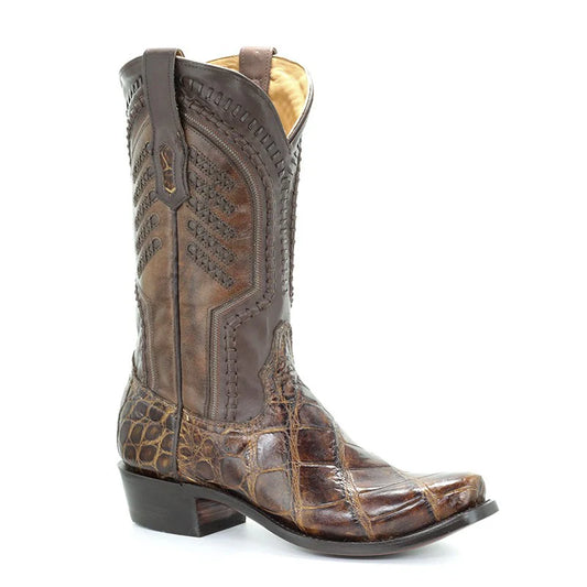 Corral Boots Men's Alligator Woven Narrow Square Toe Western Boots Honey