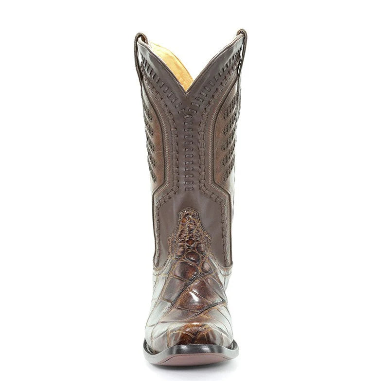 Corral Boots Men's Alligator Woven Narrow Square Toe Western Boots Honey