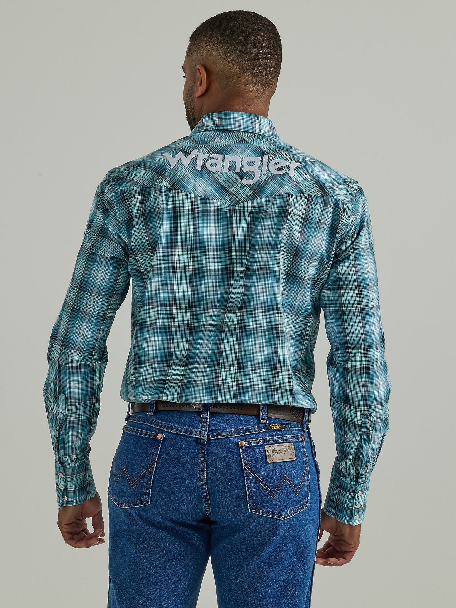 Wrangler long sleeve western shirt in black check Wrangler long sleeve western shirt in black check
